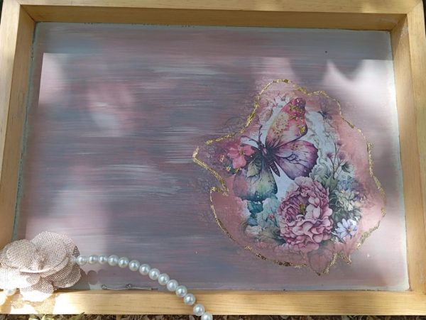 Butterfly Bliss Wooden Painted Tray