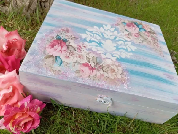 Vintage Bloom Painted Jewelry Box - 1
