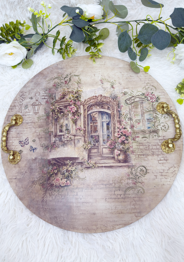 Beautiful Floral Decoupage Painted Platter