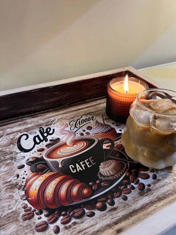 Rustic Wooden Coffee Serve Tray - Image 2