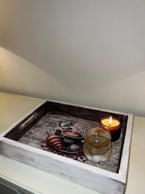 Rustic Wooden Coffee Serve Tray - Image 3