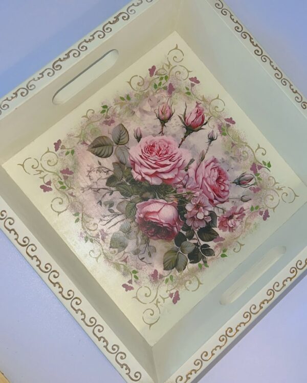 Vintage roses decoupage tray - Image 4