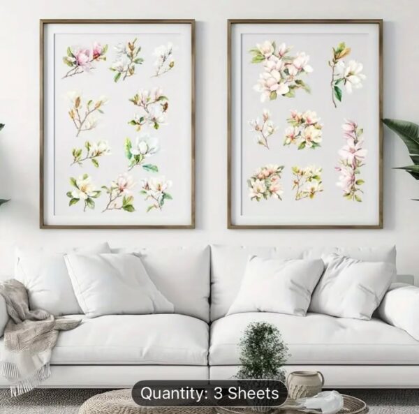 Three Sheets of Floral Furniture Transfers Measuring - Image 2