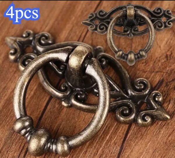 ntique Bronze Vintage Zinc Alloy Scroll Design Pull Rings - Image 2