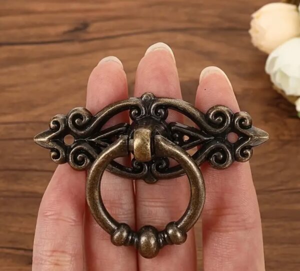ntique Bronze Vintage Zinc Alloy Scroll Design Pull Rings - Image 3