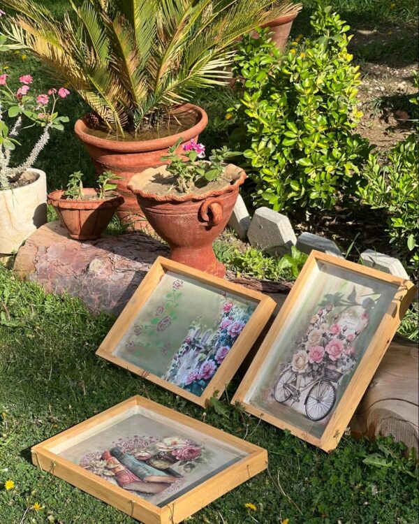 Collection of decoupaged trays - Image 3