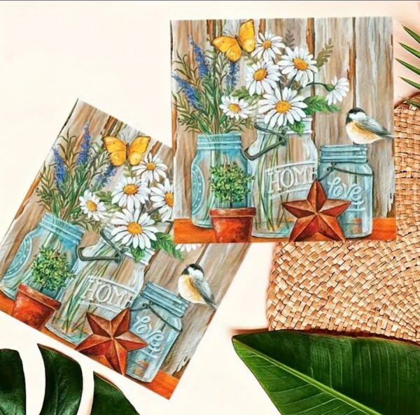 Rustic Daisy & Wildflower Paper Napkins - Image 3