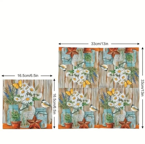 Rustic Daisy & Wildflower Paper Napkins - Image 5