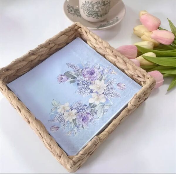 Vintage Blue Floral Party Napkins - Image 2