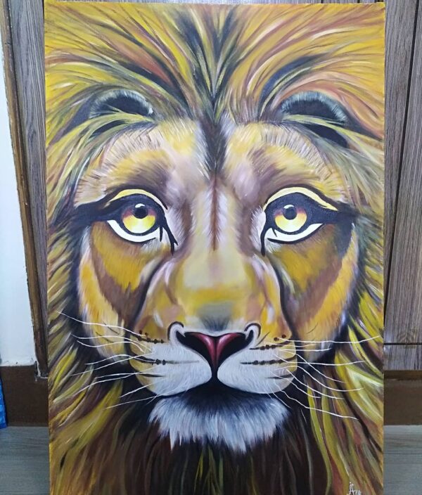 Oil on canvas Lion
